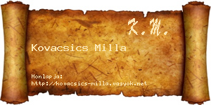 Kovacsics Milla névjegykártya